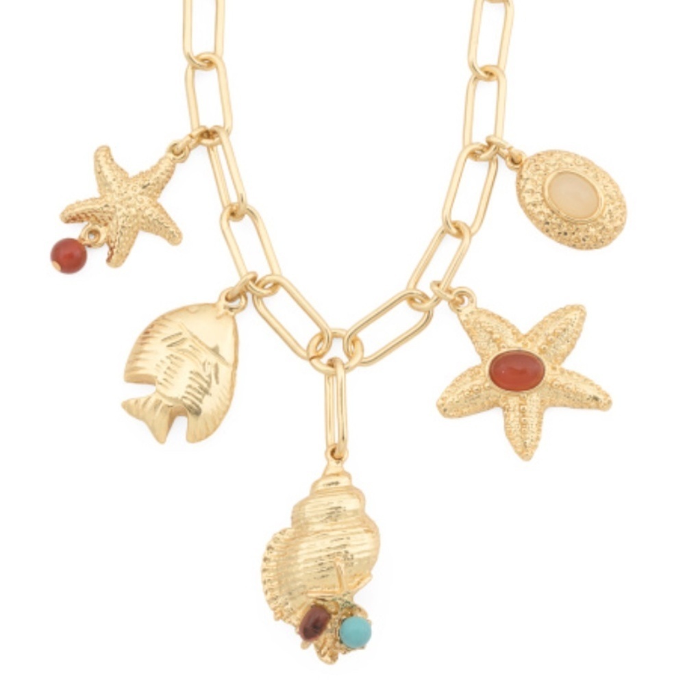 NWT Ben Amun Made In Usa 24k Gold Plated Sealife Charms Necklace